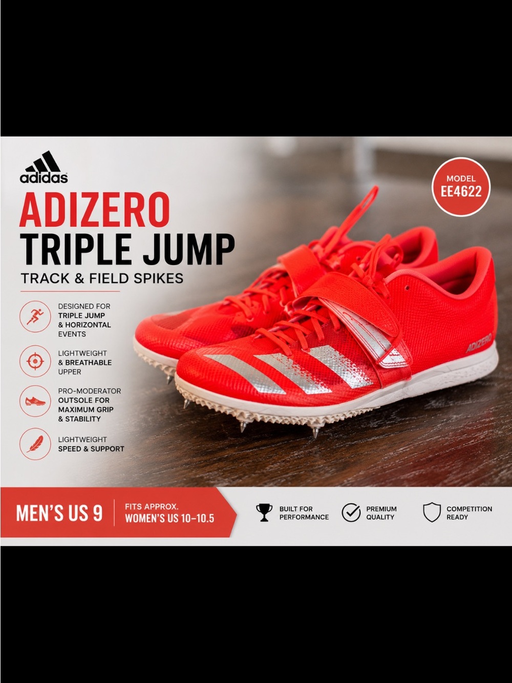 adidas Adizero Triple Jump Men's Track Spikes - Red